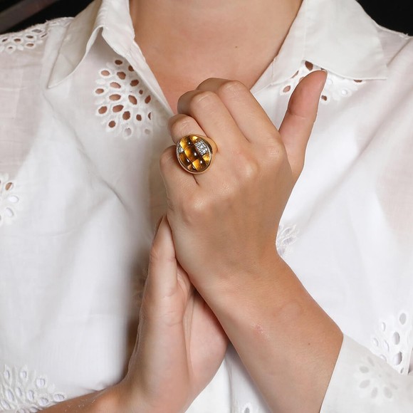 Pomellato Mosa•co citrines, diamonds and gold ring - Picture 2 of 2